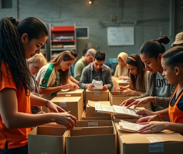 Volunteers helping